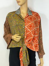 Load image into Gallery viewer, Vintage Silk Sari Long Shirt