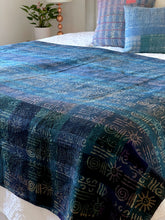 Load image into Gallery viewer, Indigo Kantha Quilt