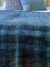 Load image into Gallery viewer, Indigo Kantha Quilt