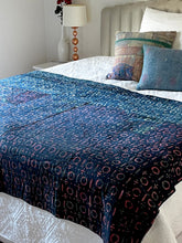 Load image into Gallery viewer, Indigo Kantha Quilt