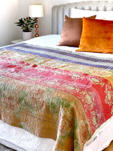 Load image into Gallery viewer, Vintage Sari Kantha Quilt