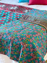 Load image into Gallery viewer, Vintage Sari Kantha Quilt