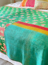 Load image into Gallery viewer, Vintage Sari Kantha Quilt