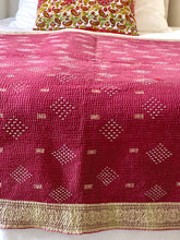 Load image into Gallery viewer, Vintage Sari Kantha Quilt