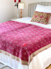 Load image into Gallery viewer, Vintage Sari Kantha Quilt