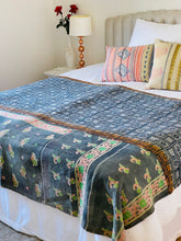 Load image into Gallery viewer, Vintage Sari Kantha Quilt