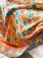 Load image into Gallery viewer, Vintage Sari kantha Quilt