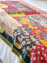 Load image into Gallery viewer, Vintage Sari kantha Quilt