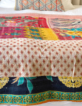 Load image into Gallery viewer, Vintage Sari kantha Quilt