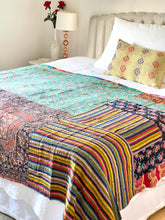 Load image into Gallery viewer, Vintage sari Kantha Quilt