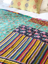 Load image into Gallery viewer, Vintage sari Kantha Quilt