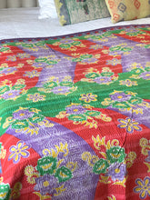 Load image into Gallery viewer, vintage Sari Kantha Quilt
