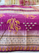 Load image into Gallery viewer, Vintage Sari Kantha Quilt