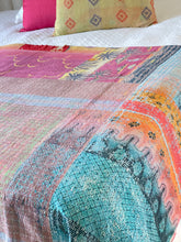 Load image into Gallery viewer, Vintage Sari Kantha Quilt