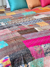 Load image into Gallery viewer, Stone Washed Kantha Bedcover