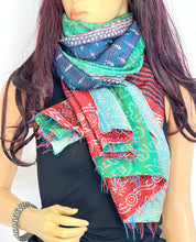 Load image into Gallery viewer, Silk Sari Kantha Shawl