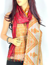 Load image into Gallery viewer, Silk Sari Kantha Shawl