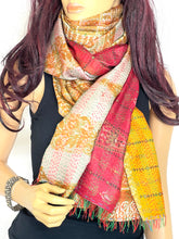 Load image into Gallery viewer, Silk Sari Kantha Shawl