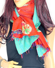 Load image into Gallery viewer, Silk Sari Kantha Shawl