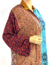 Load image into Gallery viewer, Vintage Silk Sari Long Shirt
