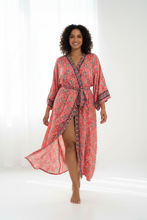 Load image into Gallery viewer, New Silk Sari Long Kimono (Plus Size)