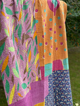 Load image into Gallery viewer, Vintage Sari Kantha Quilt