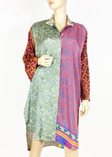 Load image into Gallery viewer, Vintage Silk Sari Long Shirt