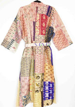 Load image into Gallery viewer, Vintage Silk Sari Patchwork Kantha Robe