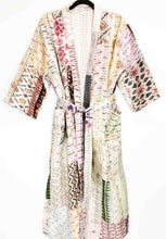 Load image into Gallery viewer, Vintage Silk Sari Kantha Patchwork Robe