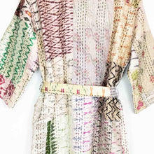 Load image into Gallery viewer, Vintage Silk Sari Kantha Patchwork Robe