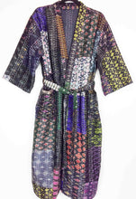 Load image into Gallery viewer, Vintage Silk Sari Patchwork Kantha Robe