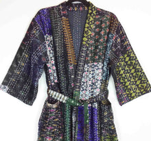 Load image into Gallery viewer, Vintage Silk Sari Patchwork Kantha Robe