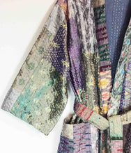 Load image into Gallery viewer, Vintage Silk Sari Patchwork Kantha Robe