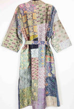 Load image into Gallery viewer, Vintage Silk Sari Patchwork Kantha Robe
