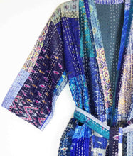 Load image into Gallery viewer, Vintage Silk Sari Patchwork Kantha Robe