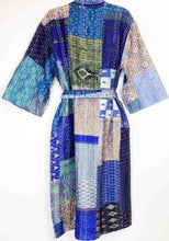 Load image into Gallery viewer, Vintage Silk Sari Patchwork Kantha Robe
