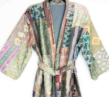 Load image into Gallery viewer, Vintage Silk Sari Patchwork Kantha Robe