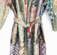 Load image into Gallery viewer, Vintage Silk Sari Patchwork Kantha Robe