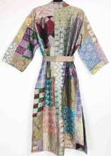 Load image into Gallery viewer, Vintage Silk Sari Patchwork Kantha Robe