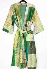 Load image into Gallery viewer, Vintage Silk Sari Kantha Patchwork Robe