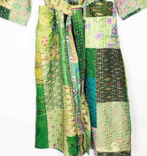 Load image into Gallery viewer, Vintage Silk Sari Kantha Patchwork Robe
