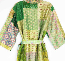 Load image into Gallery viewer, Vintage Silk Sari Kantha Patchwork Robe