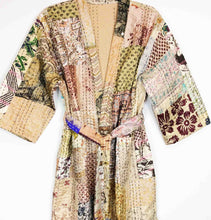 Load image into Gallery viewer, Vintage Silk Sari Patchwork Kantha Robe