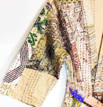 Load image into Gallery viewer, Vintage Silk Sari Patchwork Kantha Robe