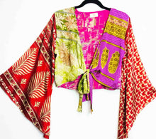 Load image into Gallery viewer, Sari Patchwork Wrap Top