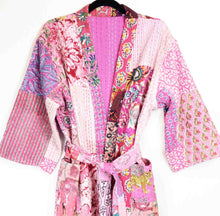 Load image into Gallery viewer, Blockprint Patchwork Kantha Robe