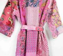 Load image into Gallery viewer, Blockprint Patchwork Kantha Robe