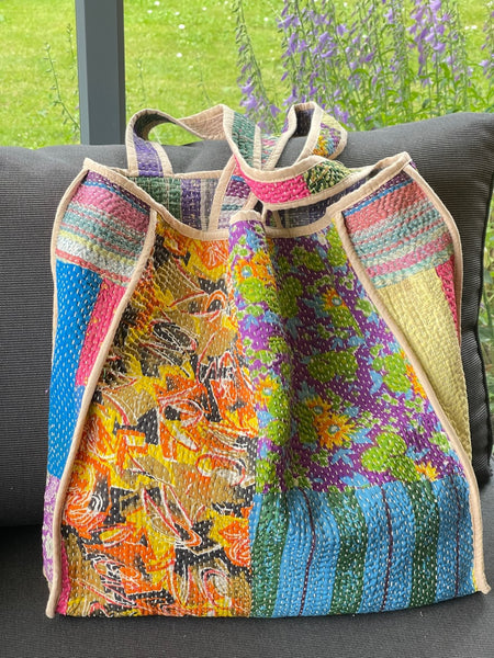 Sari Kantha Tote Bag