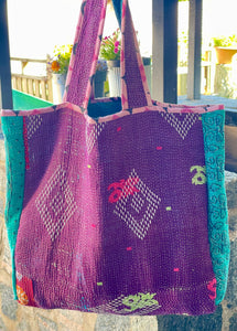 Sari Kantha Tote Bag