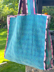 Sari Kantha Tote Bag